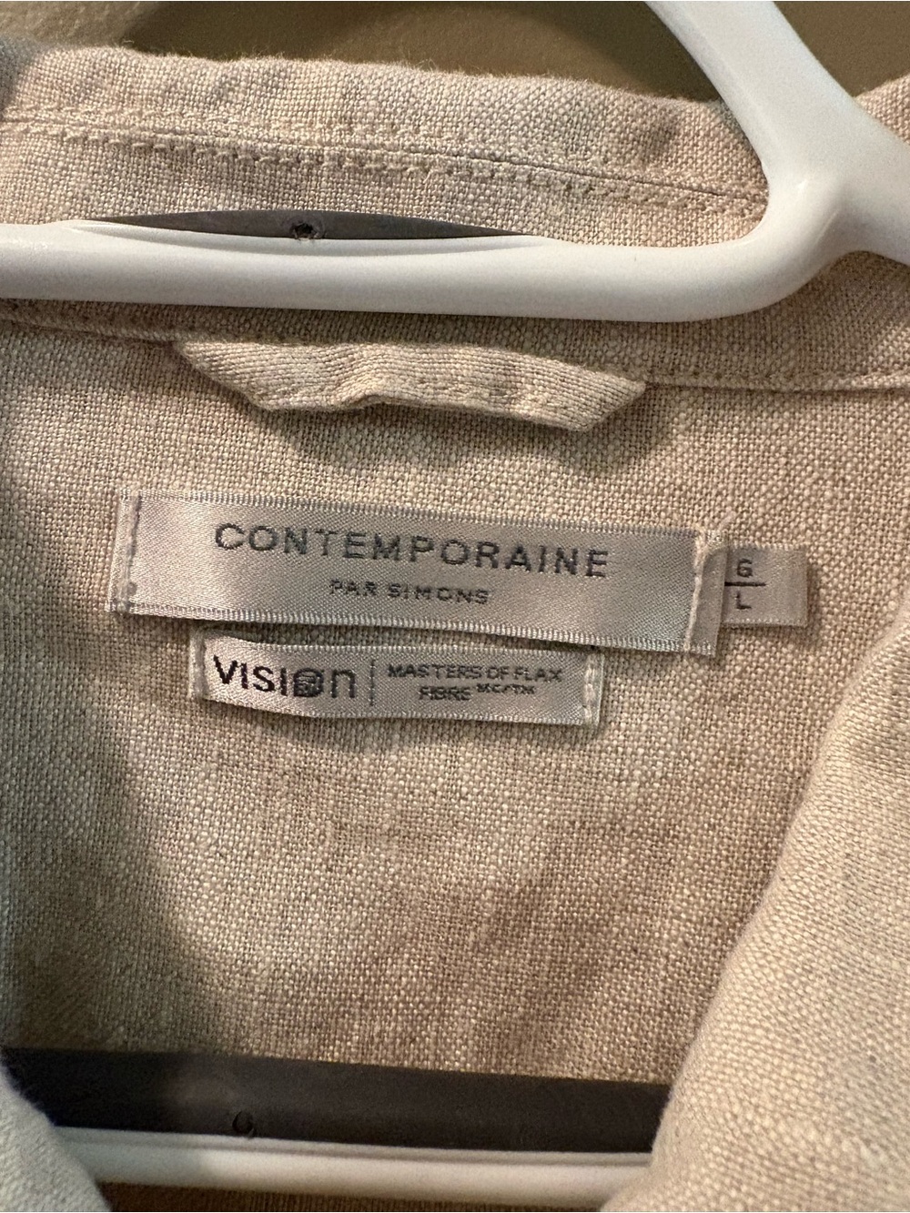 Light Beige Linen Button-Front Jacket - Picture 4 of 5